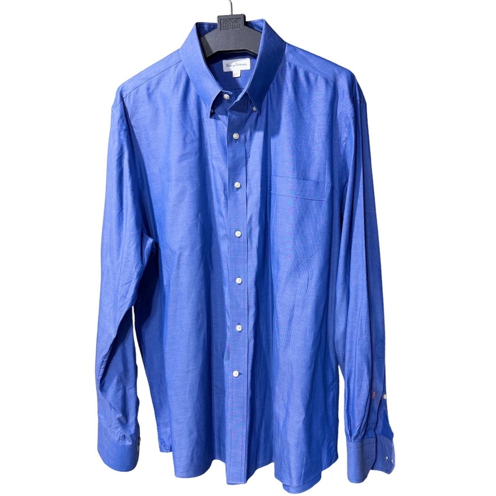 Tommy Bahama Mens Large Blue‎ Cotton Long Sleeve Button Down Shirt Marlin Logo
